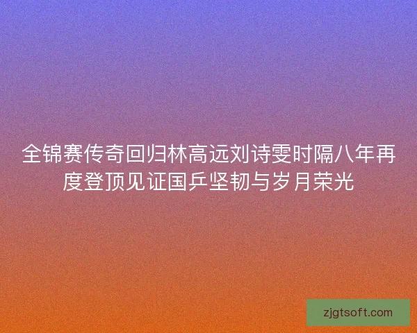 全锦赛传奇回归林高远刘诗雯时隔八年再度登顶见证国乒坚韧与岁月荣光